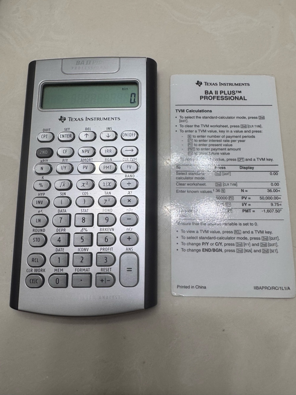 Texas Instruments TI BA II Plus Professional Financial Calculator w/ Case & Card